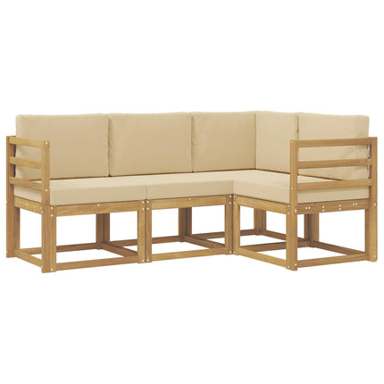 Utomhussoffset med kudde 4 pcs Vit och Beige