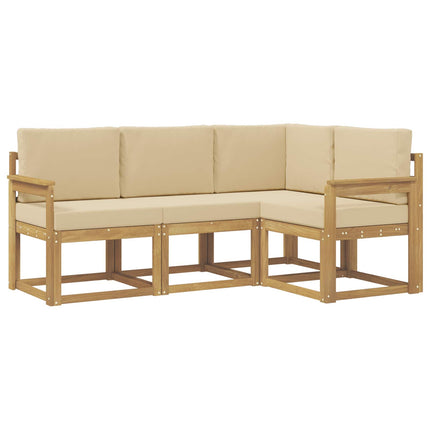 Utomhussoffset med kudde 4 pcs Vit och Beige