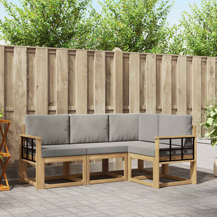 Utomhussoffset 4 pcs Vit och ljusgrå 187,5 x 128,5 x 73 cm