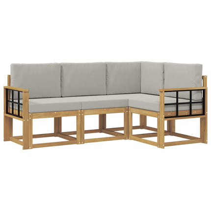 Utomhussoffset 4 pcs Vit och ljusgrå 187,5 x 128,5 x 73 cm