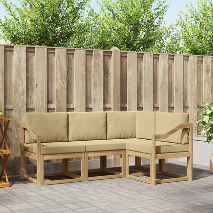 Utomhussoffset med kudde 4 pcs Vit och Beige