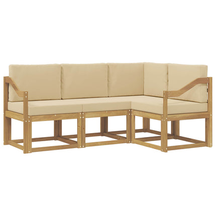 Utomhussoffset med kudde 4 pcs Vit och Beige