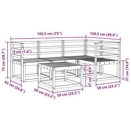 Utomhussoffset 5 pcs Vit 59 x 59 x 37 cm Massivt Akaciaträ
