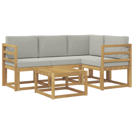 Utomhussoffset 5 pcs Vit och ljusgrå 59 x 59 x 37 cm Polyester