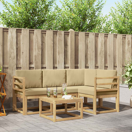 Utomhussoffset med kudde 5 pcs Vit och Beige
