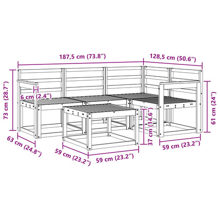 Utomhussoffset 5 pcs Vit 59 x 59 x 37 cm Massivt Akaciaträ