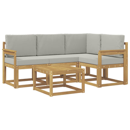 Utomhussoffset 5 pcs Vit och ljusgrå 59 x 59 x 37 cm Polyester