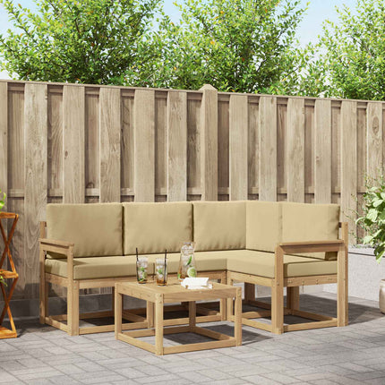 Utomhussoffset med kudde 5 pcs Vit och Beige