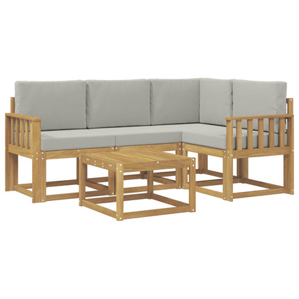 Utomhussoffset 5 pcs Vit och ljusgrå 59 x 59 x 37 cm Polyester