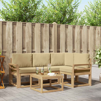 Utomhussoffset med kudde 5 pcs Vit och Beige