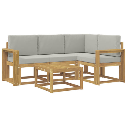 Utomhussoffset 5 pcs Vit och ljusgrå 59 x 59 x 37 cm Polyester