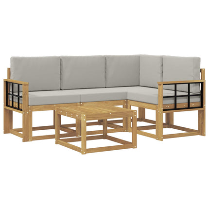 Utomhussoffset 5 pcs Vit och ljusgrå 59 x 59 x 37 cm Polyester