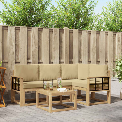 Utomhussoffset med kudde 5 pcs Vit och Beige