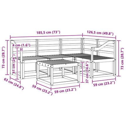 Utomhussoffset 5 pcs Vit 59 x 59 x 37 cm Massivt Akaciaträ