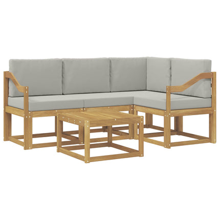 Utomhussoffset 5 pcs Vit och ljusgrå 59 x 59 x 37 cm Polyester