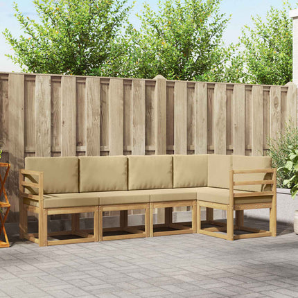 Utomhussoffset med kudde 5 pcs Vit och Beige