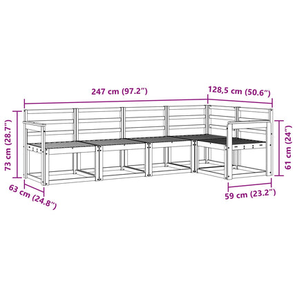 Utomhussoffset 5 pcs Vit Massivt Akaciaträ