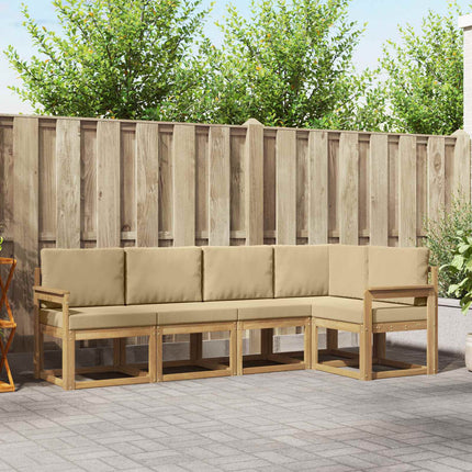 Utomhussoffset med kudde 5 pcs Vit och Beige