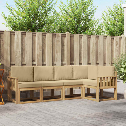 Utomhussoffset med kudde 5 pcs Vit och Beige