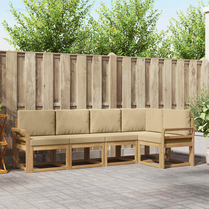 Utomhussoffset med kudde 5 pcs Vit och Beige