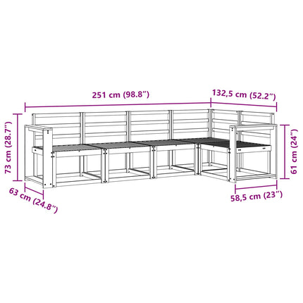 Utomhussoffset 5 pcs Vit Massivt Akaciaträ