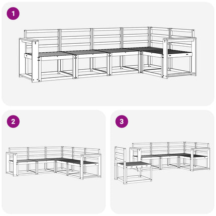 Utomhussoffset 5 pcs Vit Massivt Akaciaträ