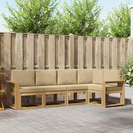 Utomhussoffset med kudde 5 pcs Vit och Beige