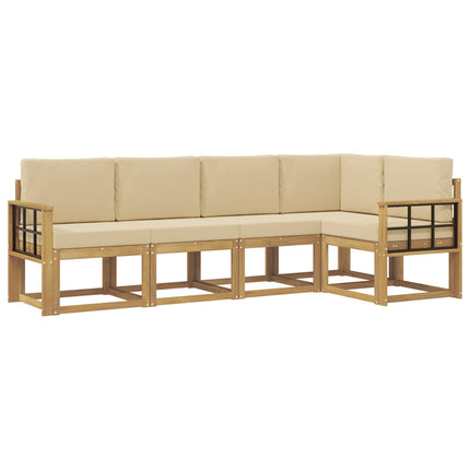 Utomhussoffset med kudde 5 pcs Vit och Beige