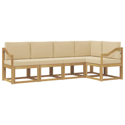 Utomhussoffset med kudde 5 pcs Vit och Beige