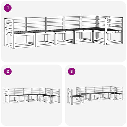 Utomhussoffset 6 pcs Vit Massivt Akaciaträ