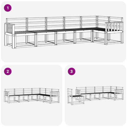 Utomhussoffset 6 pcs Vit Massivt Akaciaträ