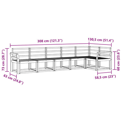 Utomhussoffset 6 pcs Vit Massivt Akaciaträ