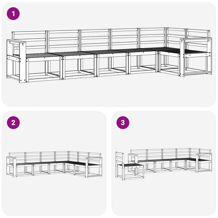 Utomhussoffset 6 pcs Vit Massivt Akaciaträ