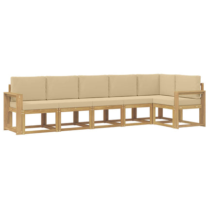 Utomhussoffset med kudde 6 pcs Vit och Beige Polyester