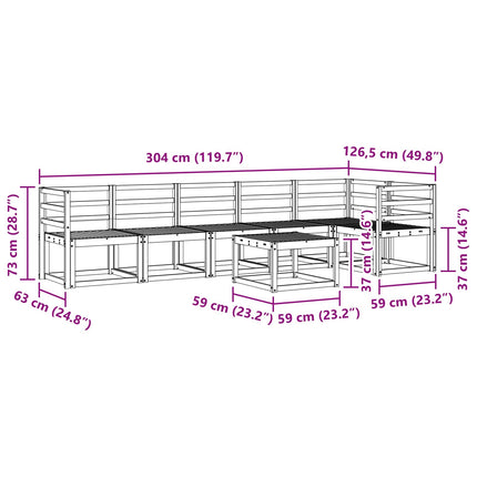 Utomhussoffset 7 pcs Vit Massivt Akaciaträ