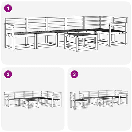 Utomhussoffset 7 pcs Vit Massivt Akaciaträ
