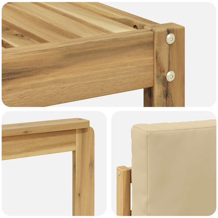 Utomhussoffset med kudde 7 pcs Vit och Beige Polyester