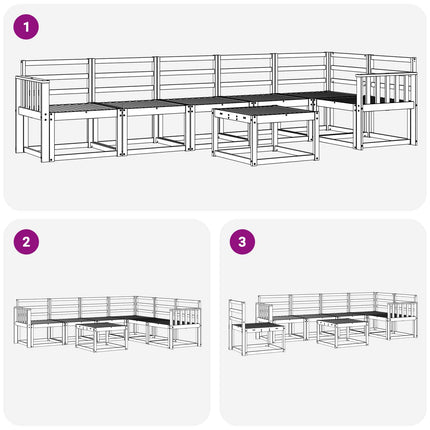 Utomhussoffset 7 pcs Vit Massivt Akaciaträ