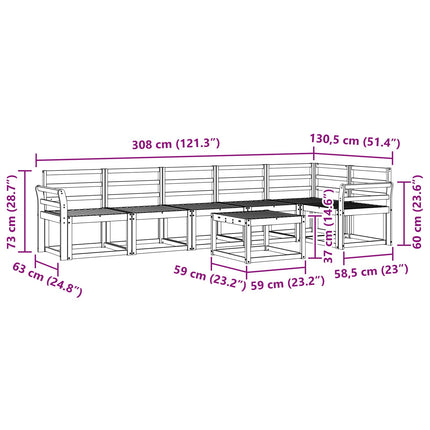 Utomhussoffset 7 pcs Vit Massivt Akaciaträ