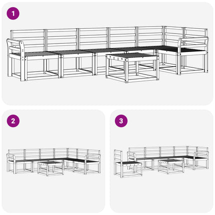 Utomhussoffset 7 pcs Vit Massivt Akaciaträ