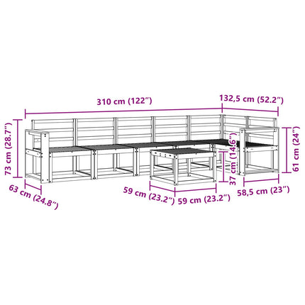 Utomhussoffset 7 pcs Vit Massivt Akaciaträ