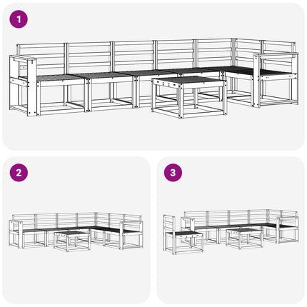 Utomhussoffset 7 pcs Vit Massivt Akaciaträ