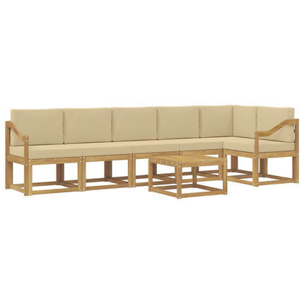 Utomhussoffset 7 st Vit och Beige Polyester