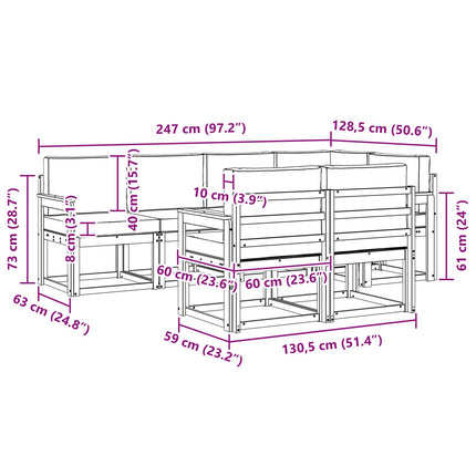 Utomhussoffset med kudde 7 pcs Vit och antracit Polyester