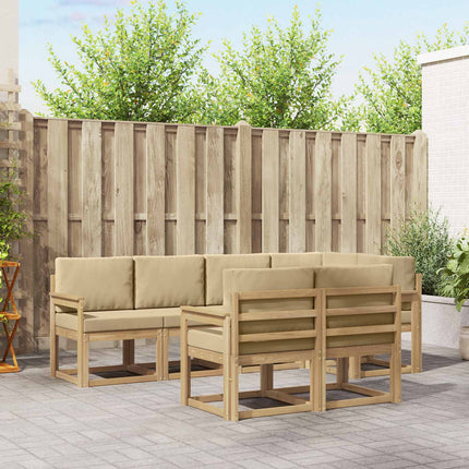 Utomhussoffset med kudde 7 pcs Vit och Beige Polyester