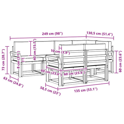 Utomhussoffset med kudde 7 pcs Vit och antracit Polyester