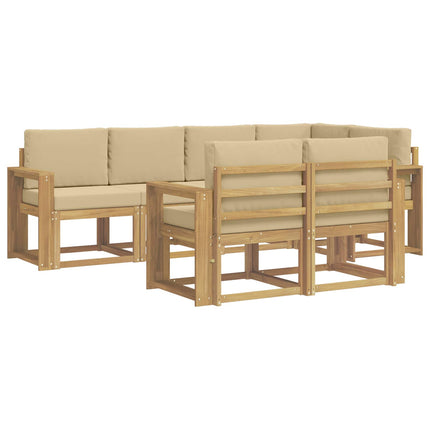 Utomhussoffset 7 st Vit och Beige Polyester