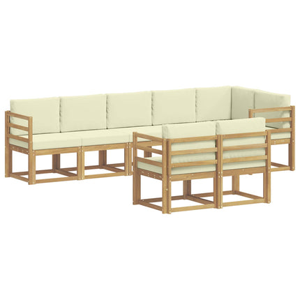 Utomhussoffset med kudde 8 pcs Vit och grädde Polyester