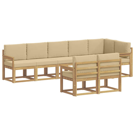 Utomhussoffset med kudde 8 pcs Vit och Beige Polyester