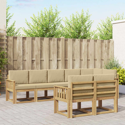 Utomhussoffset med kudde 8 pcs Vit och Beige Polyester